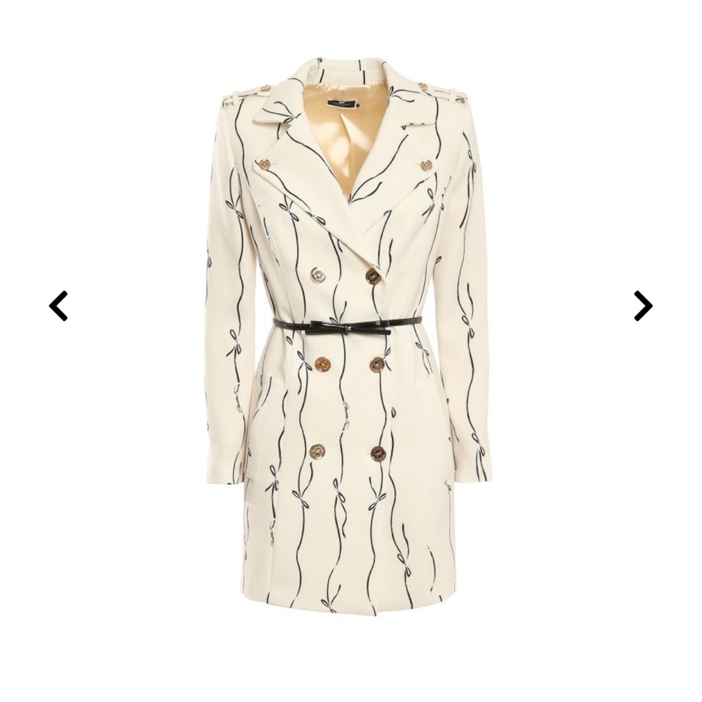 Elisabetta Franchi bow detail crème trench